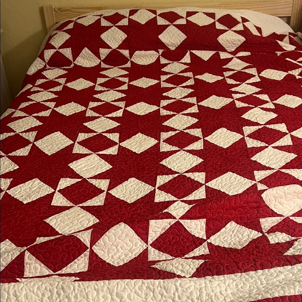 Elegant Red and White Quilt